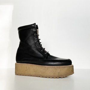 Gabriela Hearst Black Combat Boots with Tan Sole
